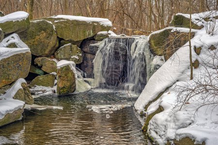 Photo for Central Park in winter , waterfall in winter after snow storm - Royalty Free Image