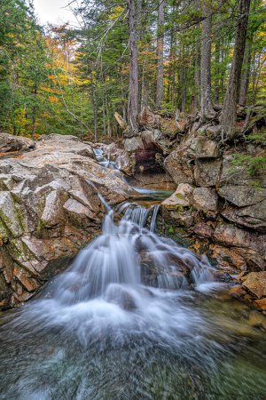 Photo for Waterfall in Autumn on the swift river near incoln, NH - Royalty Free Image