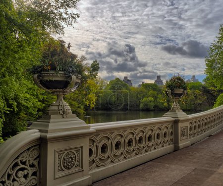 Photo for Bow bridge, Central Park, New York City, in late spring, early morning - Royalty Free Image