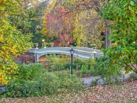 Foto de Puente de proa, Central Park, Ciudad de Nueva York, temprano en la mañana a finales de otoño - Imagen libre de derechos