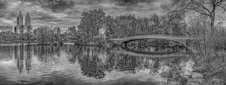 Photo for Bow bridge, Central Park, New York City in black and white - monochrome - Royalty Free Image