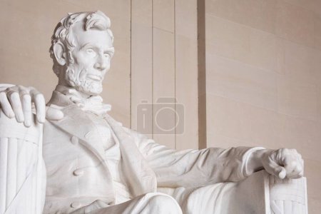 Detail of the statue of Abraham Lincoln, marble statue in Lincoln Memorial, Washington, DC, USA