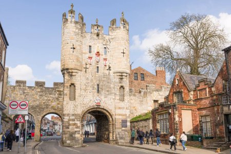 Photo for YORK, UK - April 17, 2023. Micklegate Bar, a fortified gatehouse in York city walls. York, UK - Royalty Free Image