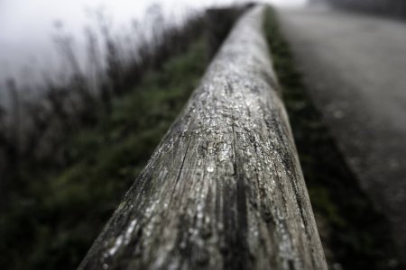 Foto de Detail of old railing for a pedestrian walkway in nature - Imagen libre de derechos