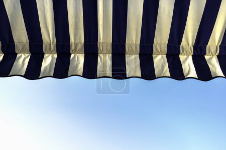 Detail of fabric awning to protect from the sun