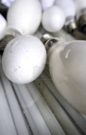 Photo for Detail of old damaged and discarded light bulbs, recycling - Royalty Free Image