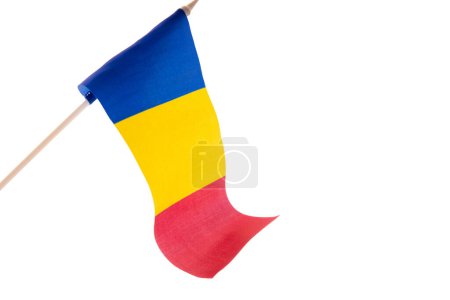 Foto de Romanian flag on a black background. Isolate - Imagen libre de derechos