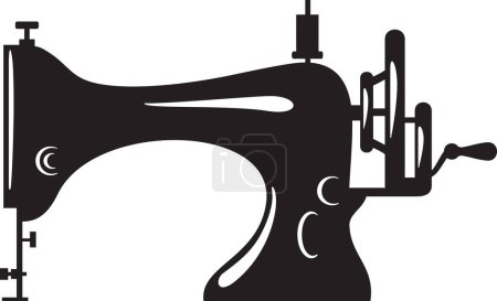 Illustration for Retro Sewing Machine Black and White. Vector Illustration. - Royalty Free Image