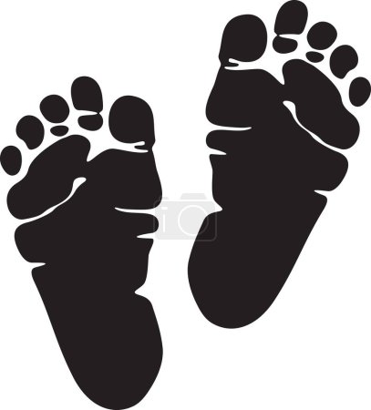 Photo for Baby Footprint Black and White Vector Illustration. Footsteps. - Royalty Free Image