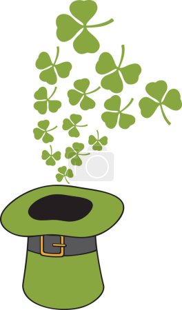 Photo for Saint Patrick's Day Leprechaun Green Hat and Three Leaf Clovers. Vector Illustration. - Royalty Free Image