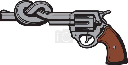 Photo for Revolver Barrel Tied in Knot (Gun). Vector Illustration. - Royalty Free Image