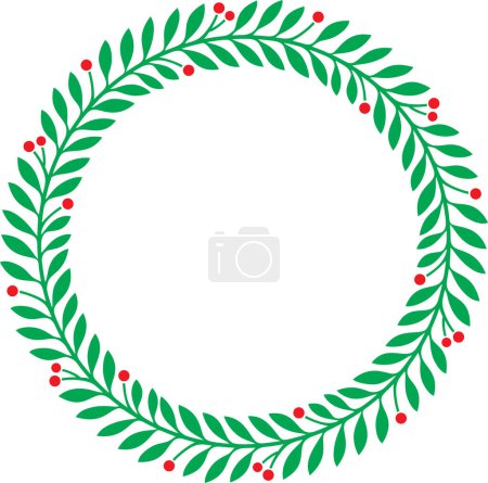 Photo for Christmas Holly Wreath Color. Vector Illustration. New Year Icon. - Royalty Free Image