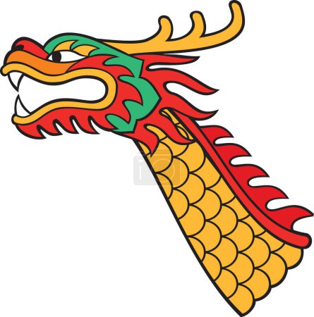 Photo for Asian Dragon Head Color. Vector Illustration. - Royalty Free Image
