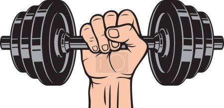 Photo for Hand Holding Dumbbell (Barbell). Gym, Bodybuilding or Sport Design. Vector Illustration. - Royalty Free Image