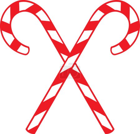 Photo for Crossed Christmas Stripped Candy Cane Vector Illustration. Sugary Sweets. New Year Icon. - Royalty Free Image