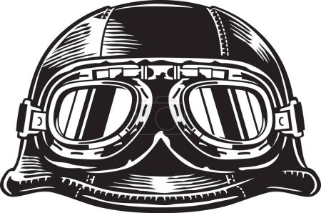 Photo for Motorcycle Helmet with Goggles. Motorbike Vintage Icon. Old-style Retro Design. Vector Illustration. - Royalty Free Image