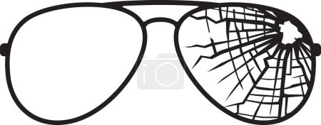 Photo for Broken Aviator Sunglasses Vector Illustration. - Royalty Free Image