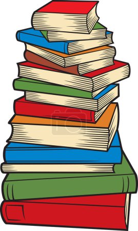 Photo for Big Stack of Books Color. Vector Illustration - Royalty Free Image