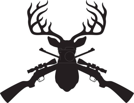 Photo for Deer Head And Crossed Hunting Rifles - Royalty Free Image