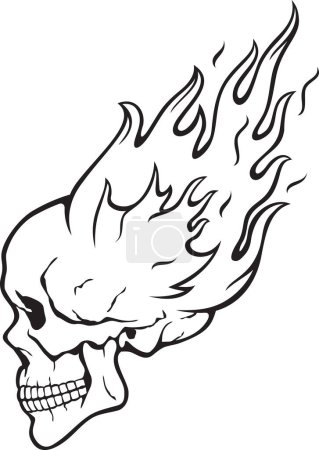 Photo for Flaming Human Skull Vector Illustration. - Royalty Free Image