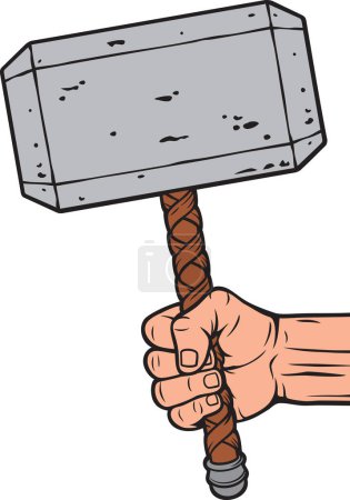 Photo for Thor Hammer in Hand Color. Vector Illustration. - Royalty Free Image