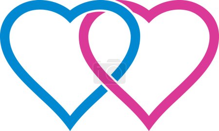 Photo for Two Hearts Color Vector Illustration - Royalty Free Image