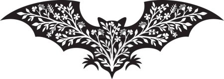 Photo for Floral bat black and white. Vector illustration. - Royalty Free Image