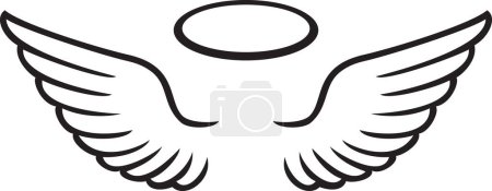 Photo for Angel wings and halo black and white. Vector illustration - Royalty Free Image