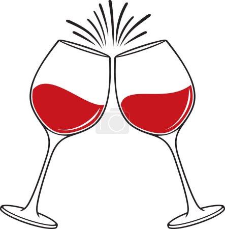 Photo for Red wine glasses clink. Cheers wineglasses. Vector illustration. - Royalty Free Image