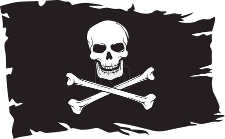 Illustration for Pirate flag with skull and cross bones (Jolly Roger). Vector illustration. - Royalty Free Image