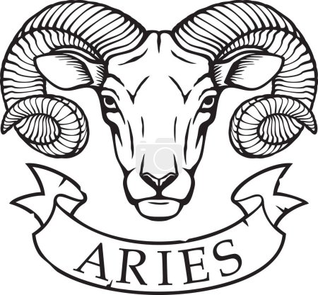 Aries sign (horoscope symbol, astrology icon). Vector illustration.