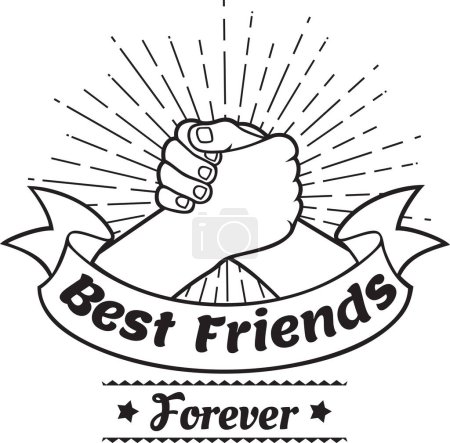 Best Friends Forever. Hands Shaking Design. Vector Illustration.
