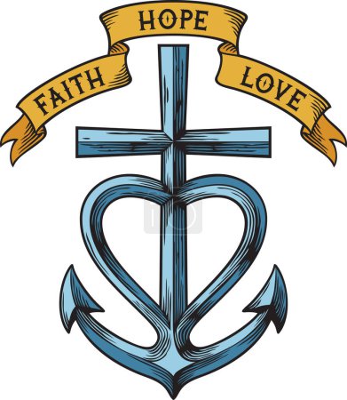 Photo for Cross, Heart, Anchor - Faith, Hope, Love symbol. Sign. Vector Illustration. - Royalty Free Image