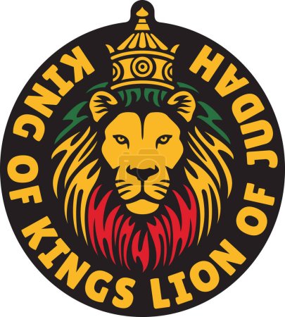 Illustration for King of Kings. Lion of Judah.(Rastafarian Reggae Symbol). Vector illustration. - Royalty Free Image