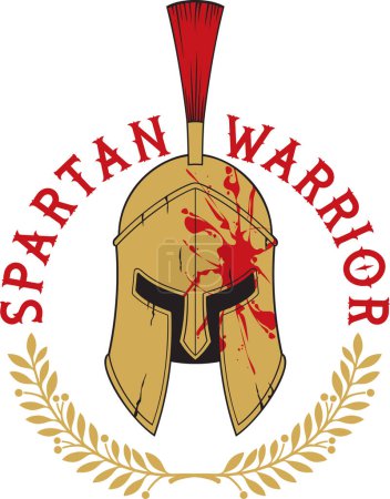 Photo for Ancient Spartan Helmet (Warrior) and Laurel Wreath Color. Vector Illustration. - Royalty Free Image