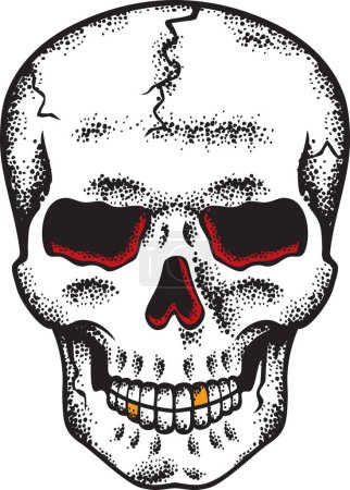 Photo for Grunge Human Skull Color. Vector Illustration. - Royalty Free Image