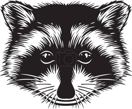 Photo for Raccoon Head Black and White. Vector Illustration. - Royalty Free Image