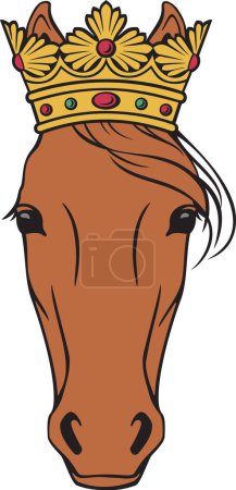 Photo for Horse Head with Crown Color. Vector Illustration. - Royalty Free Image