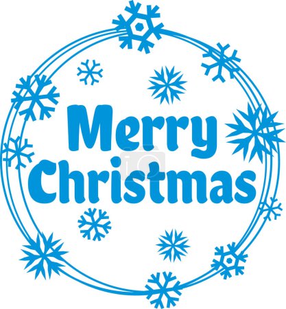 Photo for Merry Christmas frame with blue snowflakes. Winter design. Vector Illustration. - Royalty Free Image