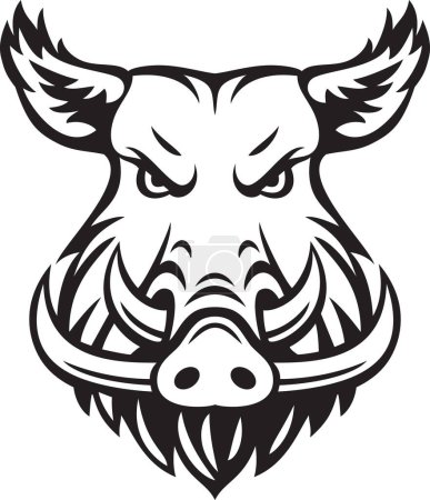 Photo for Wild Boar Face Black and White. Vector Illustration. - Royalty Free Image