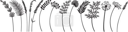Photo for Plants and Flowers Collection. Black and White. Vector Illustration. - Royalty Free Image