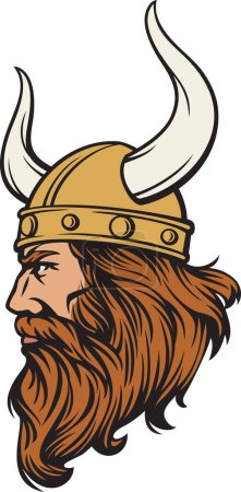 Photo for Viking Face with Horned Helmet (Mascot). Vector Illustration. - Royalty Free Image