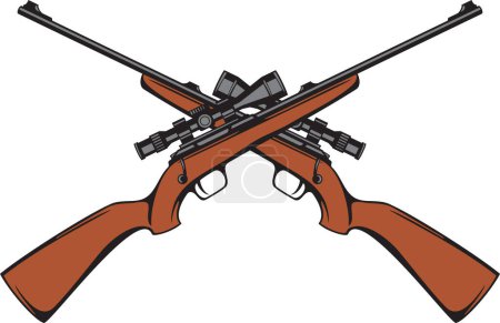 Fusils de chasse croisés avec vue optique. Illustration vectorielle de sniper.