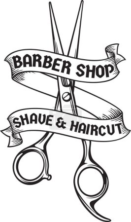 Photo for Barber Shop Symbol. Shave and Haircuts Sign with Scissors. Vector Illustration. - Royalty Free Image