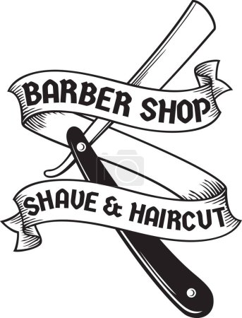Photo for Barber Shop Symbol with Shaving Razor Knife. Shave and Haircuts. Vector Illustration. - Royalty Free Image