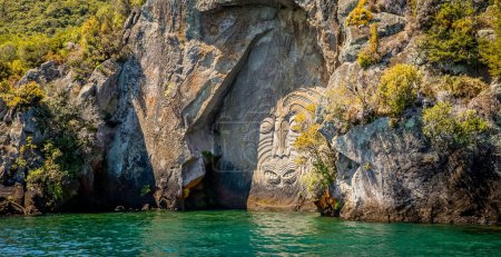 Photo for Traditional rock carving lake taupo north island new zealand. High quality photo - Royalty Free Image