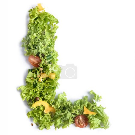Photo for Letter L made of fresh seasonal salad, vegetarian food, healthy lifestyle. High quality photo - Royalty Free Image