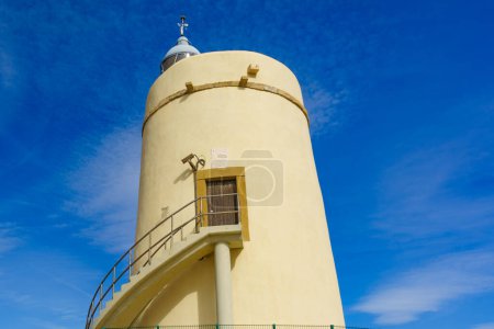 Carbonera lighthouse located on Punta Mala, La Alcaidesa, Spain. Lantern overlooks the Strait of Gibraltar.