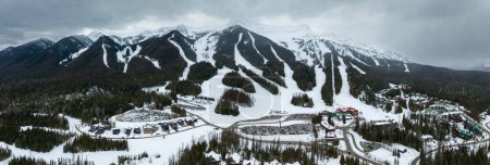 Photo for Wide Angle Panorama of Fernie Alpine Resort British Columbia BC Canada Mountain Slope Terrain - Royalty Free Image