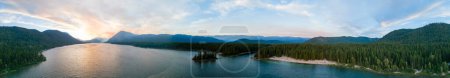 Photo for Panoramic Aerial View Lake Wenatchee Washington USA Sunset National Forest Cascade Mountains - Royalty Free Image